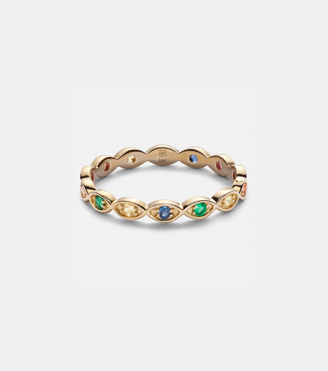 Anello in oro giallo 14kt Marquis di Sydney Evan per giovani stili