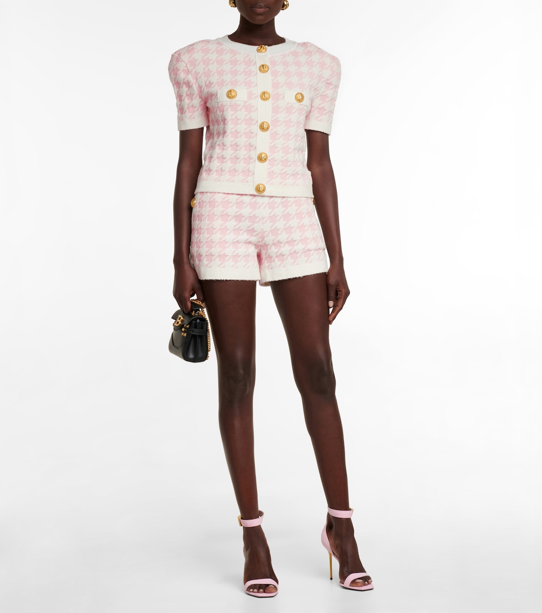 Shorts in maglia pied-de-poule a vita bassa | Balmain