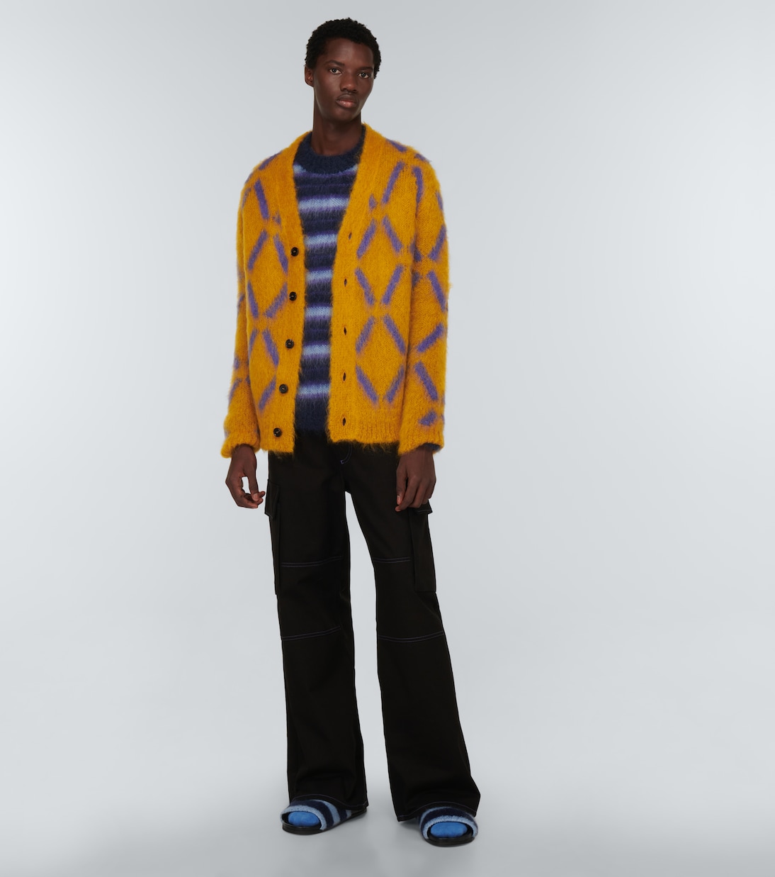 Cardigan intarsia en mohair mélangé | Marni