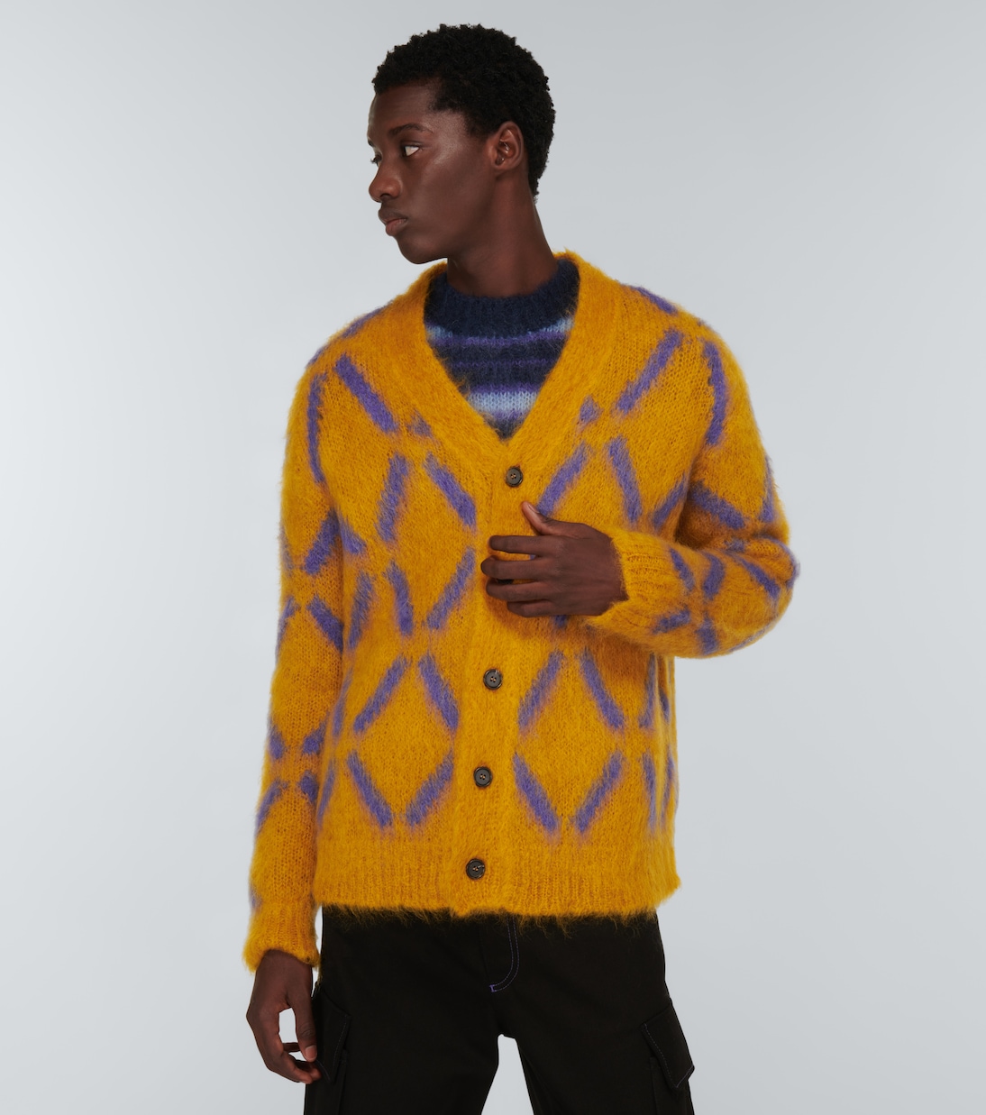 Cardigan intarsia en mohair mélangé | Marni