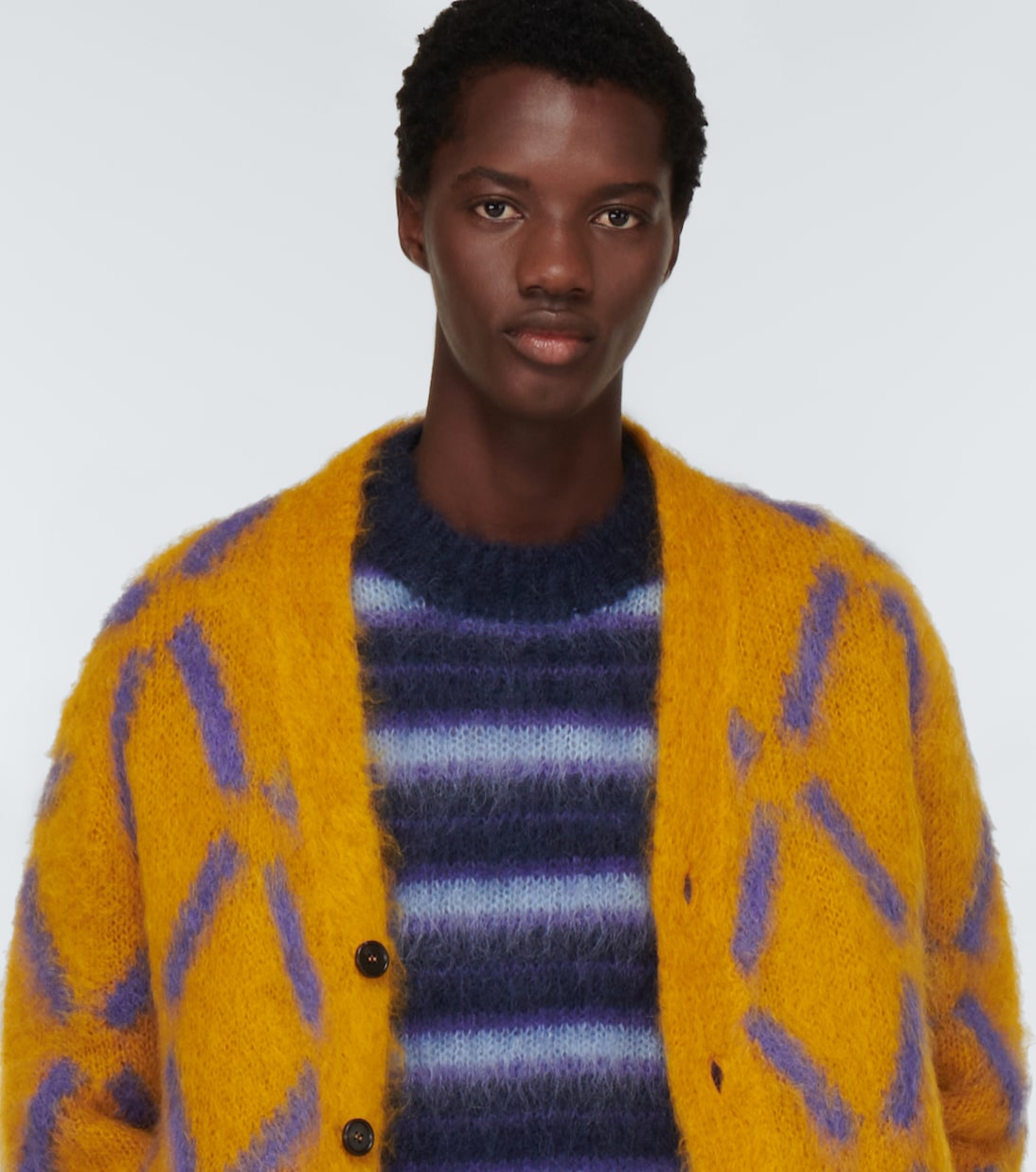 Cardigan intarsia en mohair mélangé | Marni