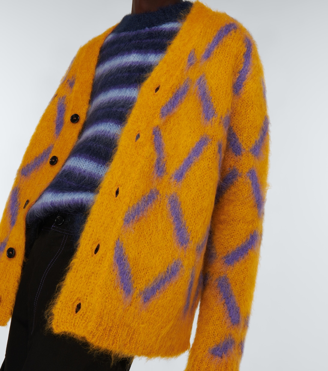 Cardigan intarsia en mohair mélangé | Marni