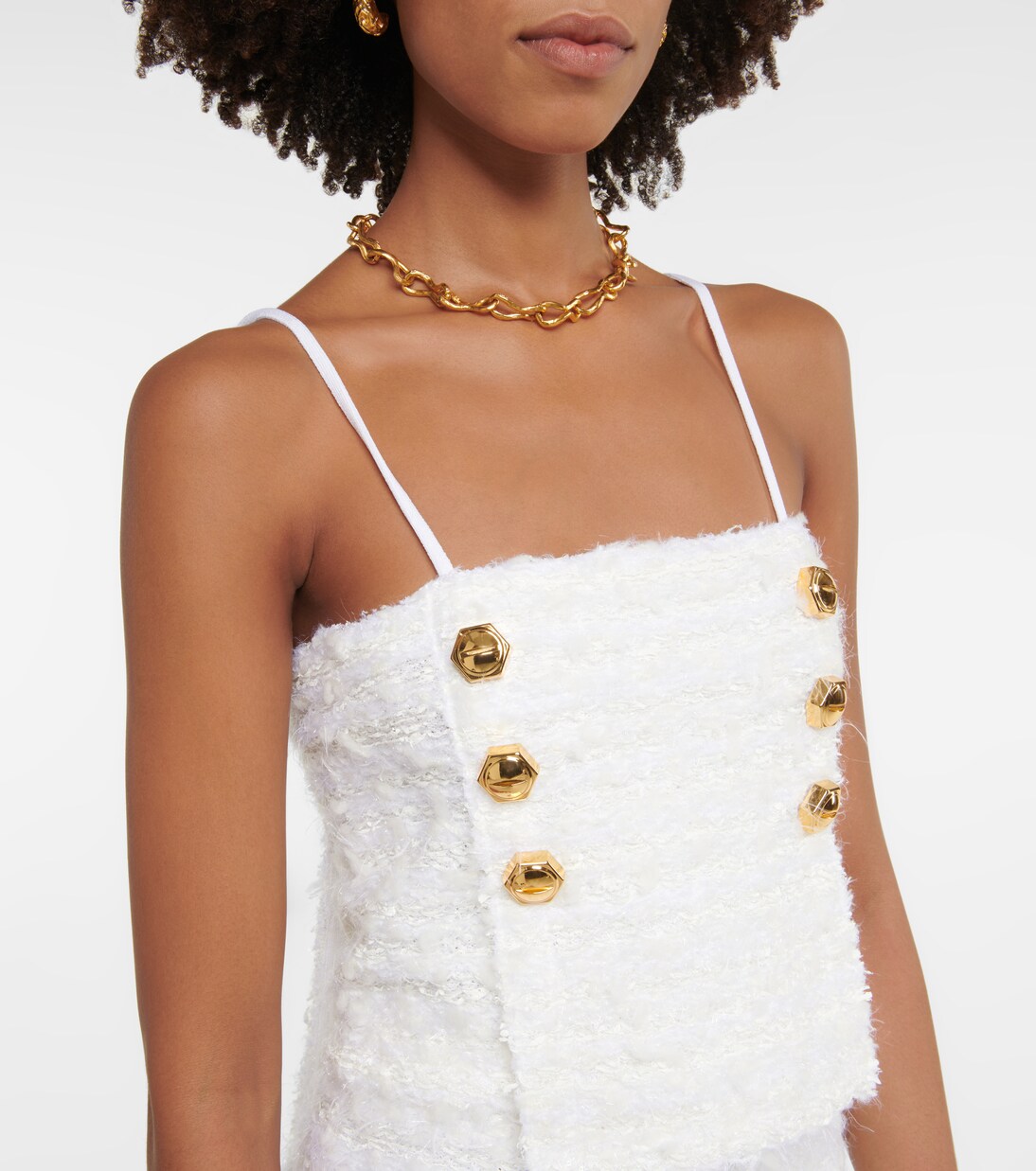 Verziertes Cropped-Top aus Tweed | Balmain