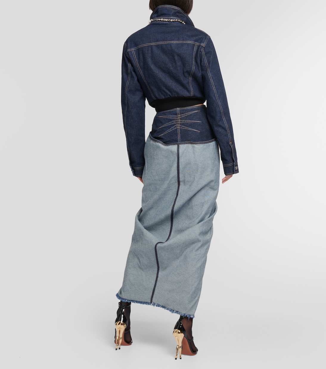 Falda larga en denim drapeada | Alaïa
