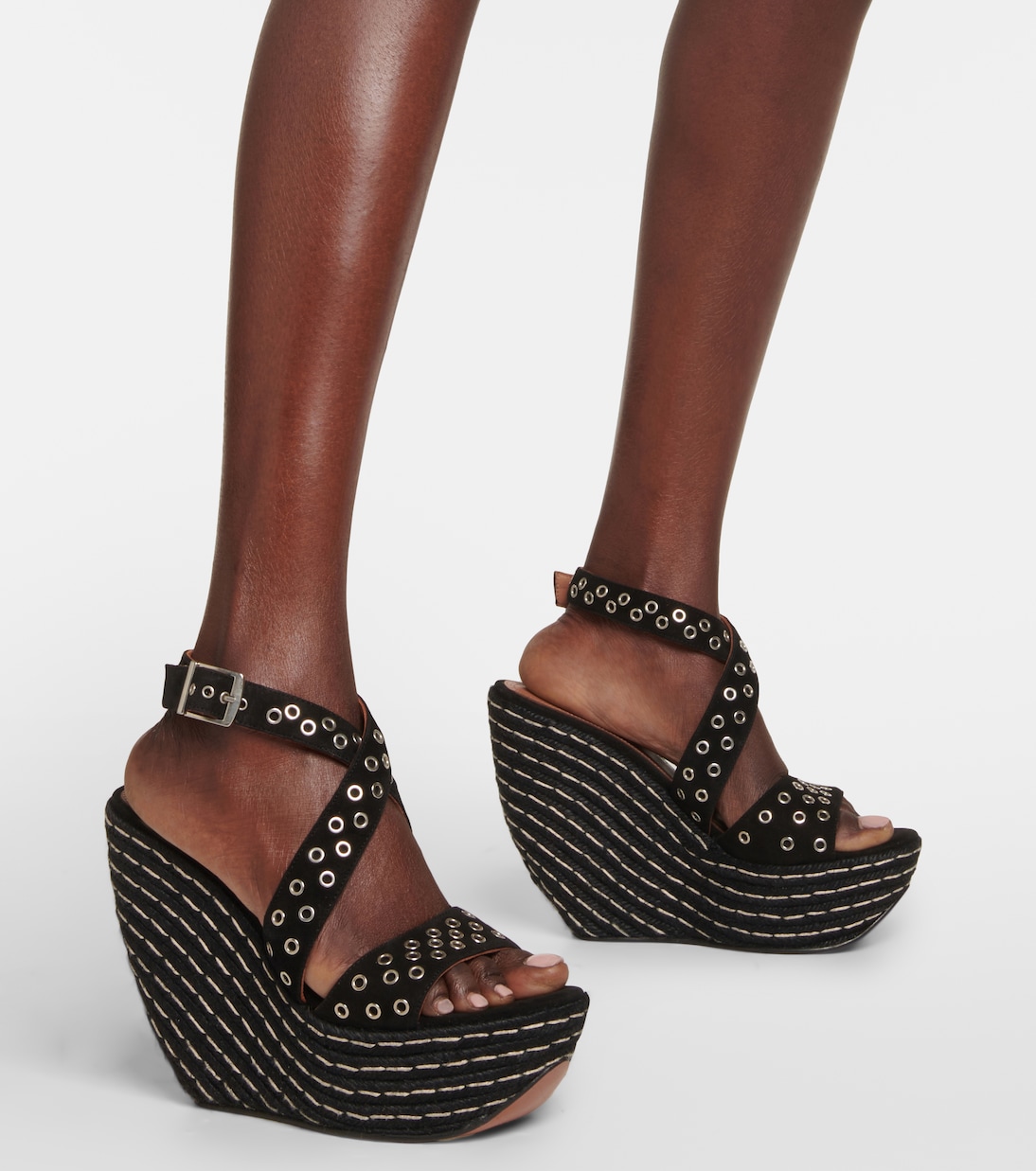 Embellished suede wedge sandals | Alaïa