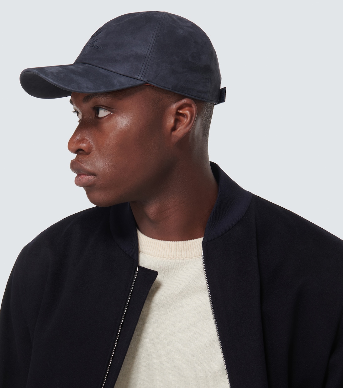 Logo suede baseball cap in blue Loro Piana Mytheresa