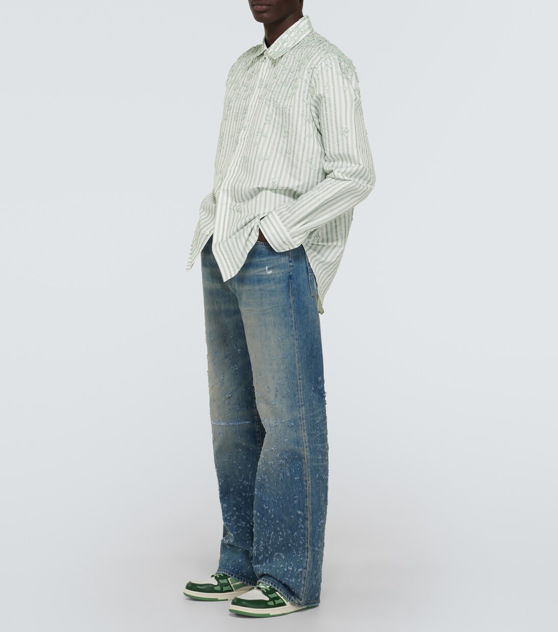 Shotgun distressed wide-leg jeans | Amiri