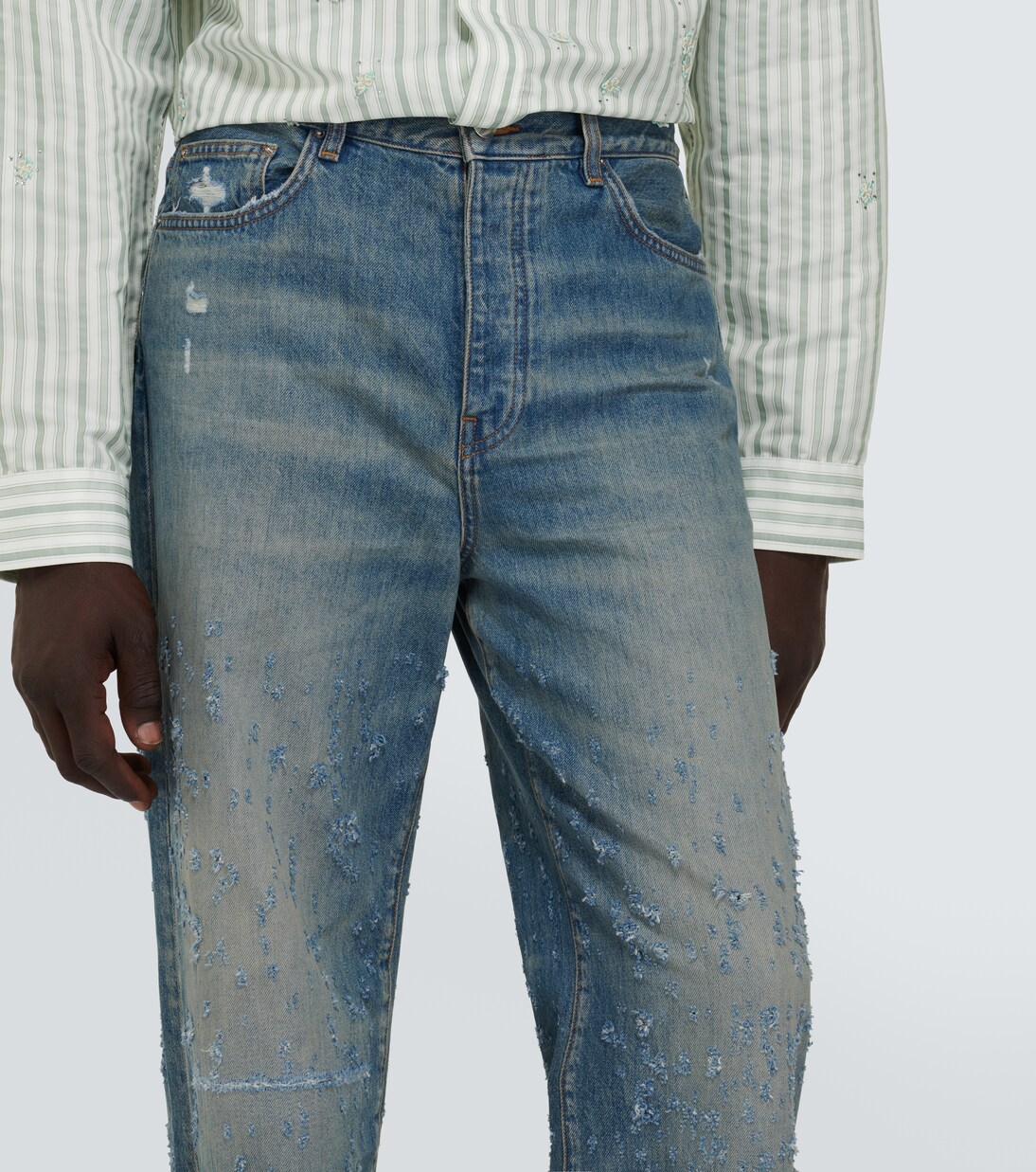 Shotgun distressed wide-leg jeans | Amiri