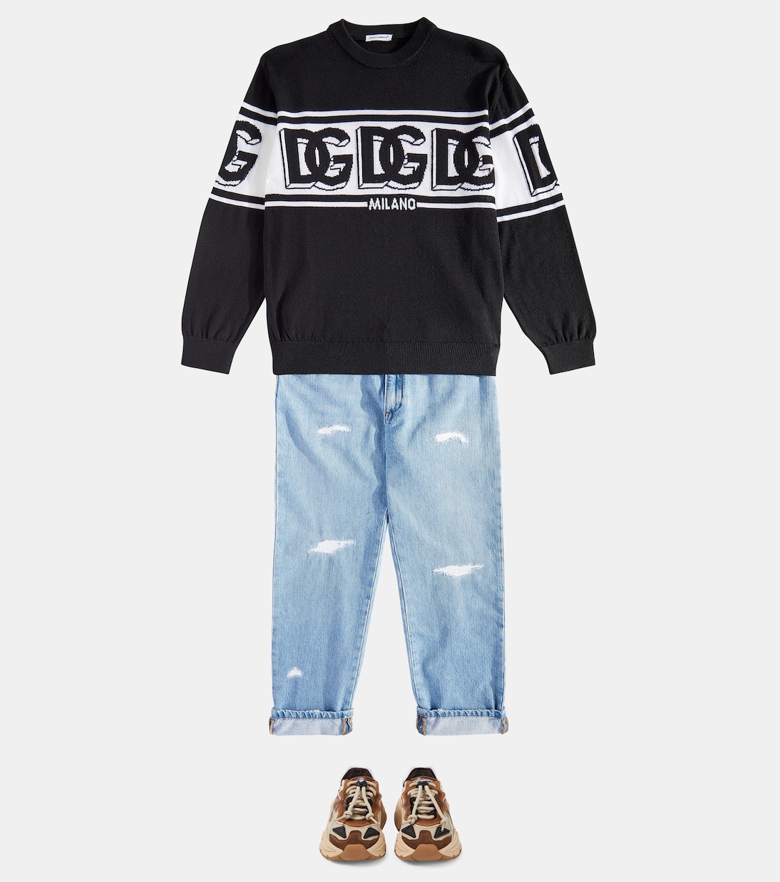 Jersey DG en intarsia de lana virgen | Dolce&Gabbana Kids