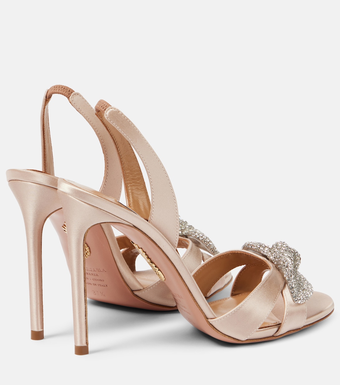 Sandali Very Bow Tie in raso con cristalli | Aquazzura