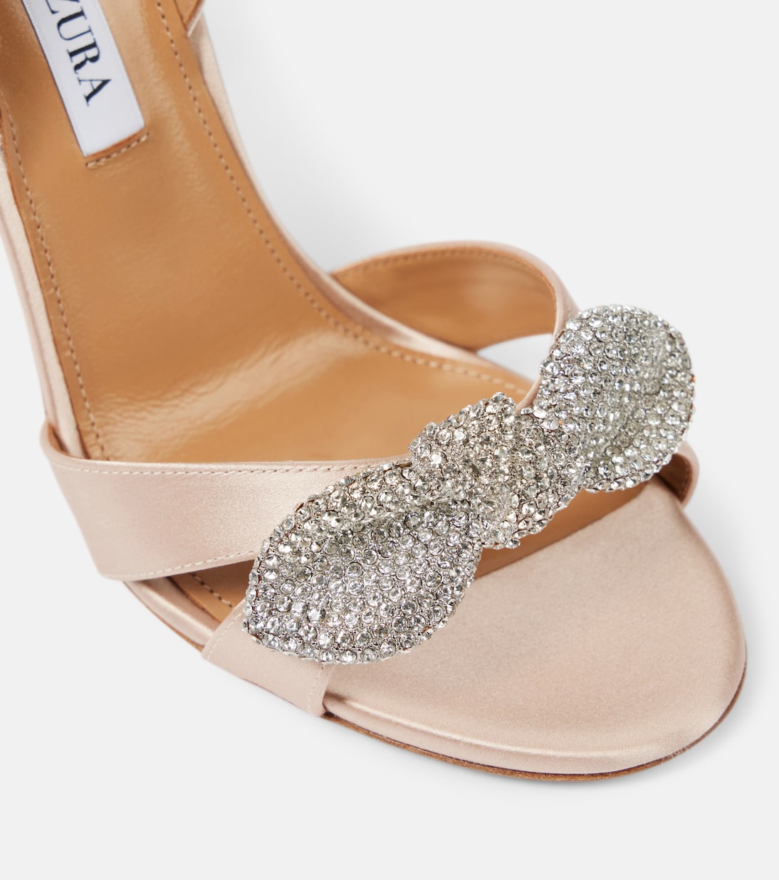 Sandali Very Bow Tie in raso con cristalli | Aquazzura