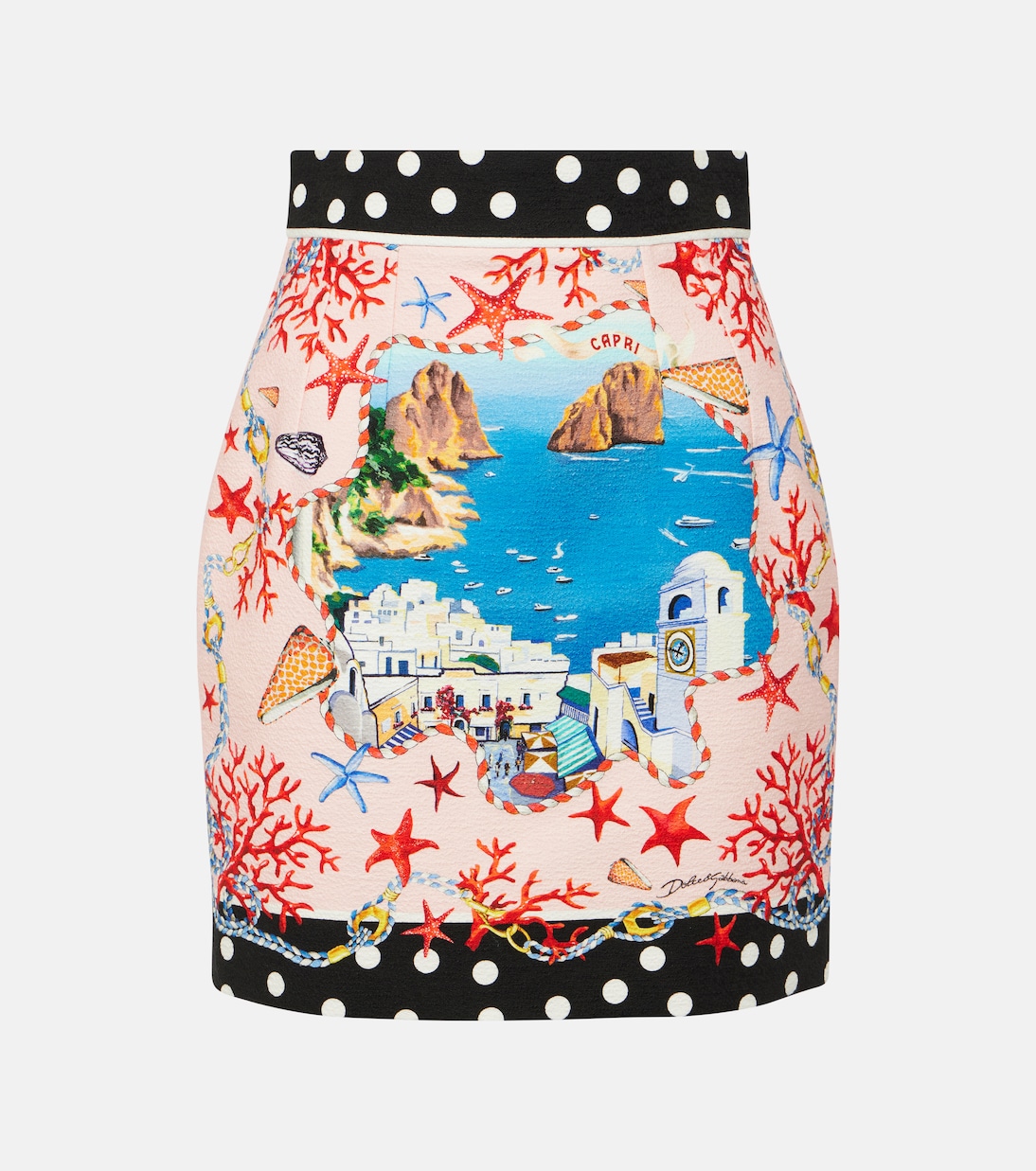 Mini-jupe Capri imprimée en coton | Dolce&Gabbana