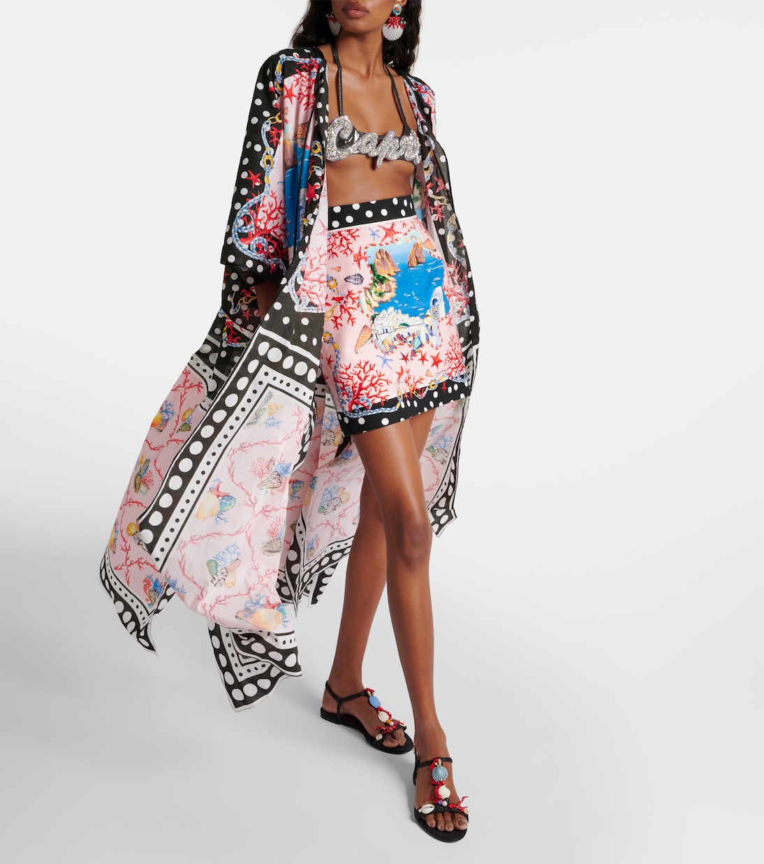 Mini-jupe Capri imprimée en coton | Dolce&Gabbana