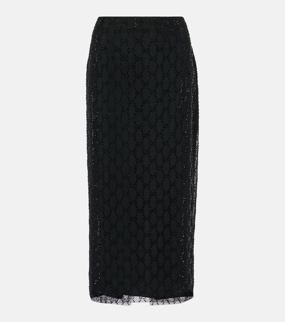 Jupe midi GG en tulle à cristaux | Gucci