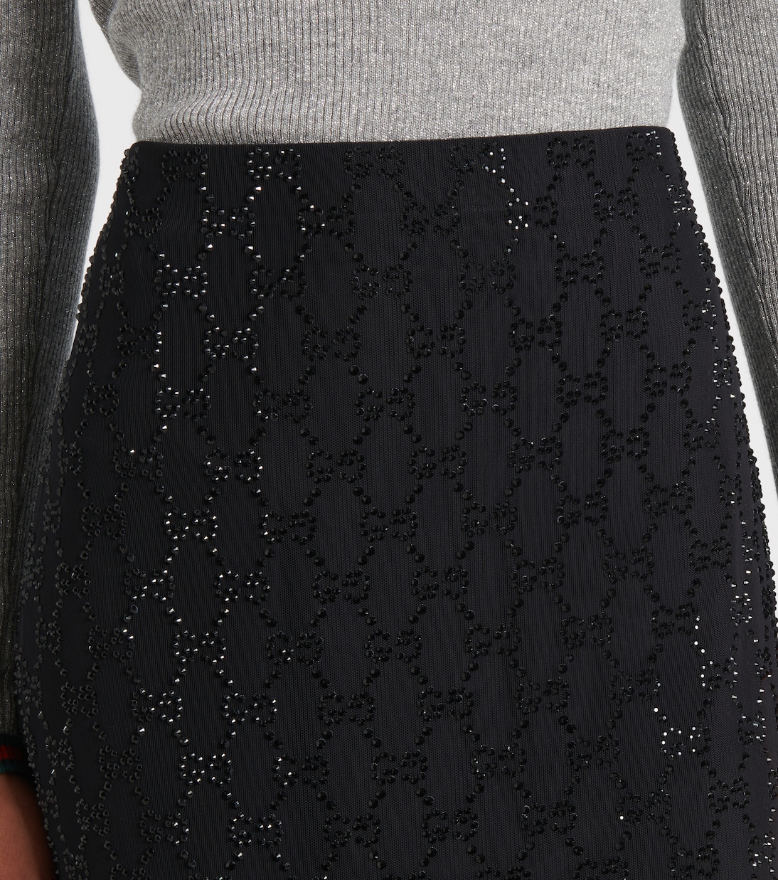 Jupe midi GG en tulle à cristaux | Gucci