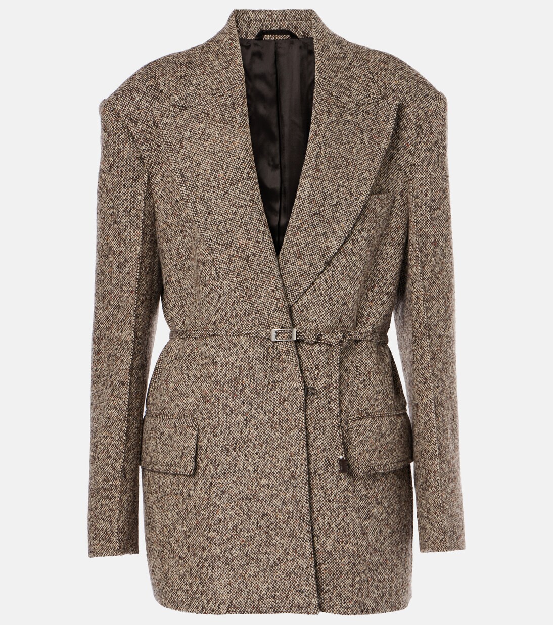 Jador belted wool blend tweed blazer in beige Acne Studios Mytheresa