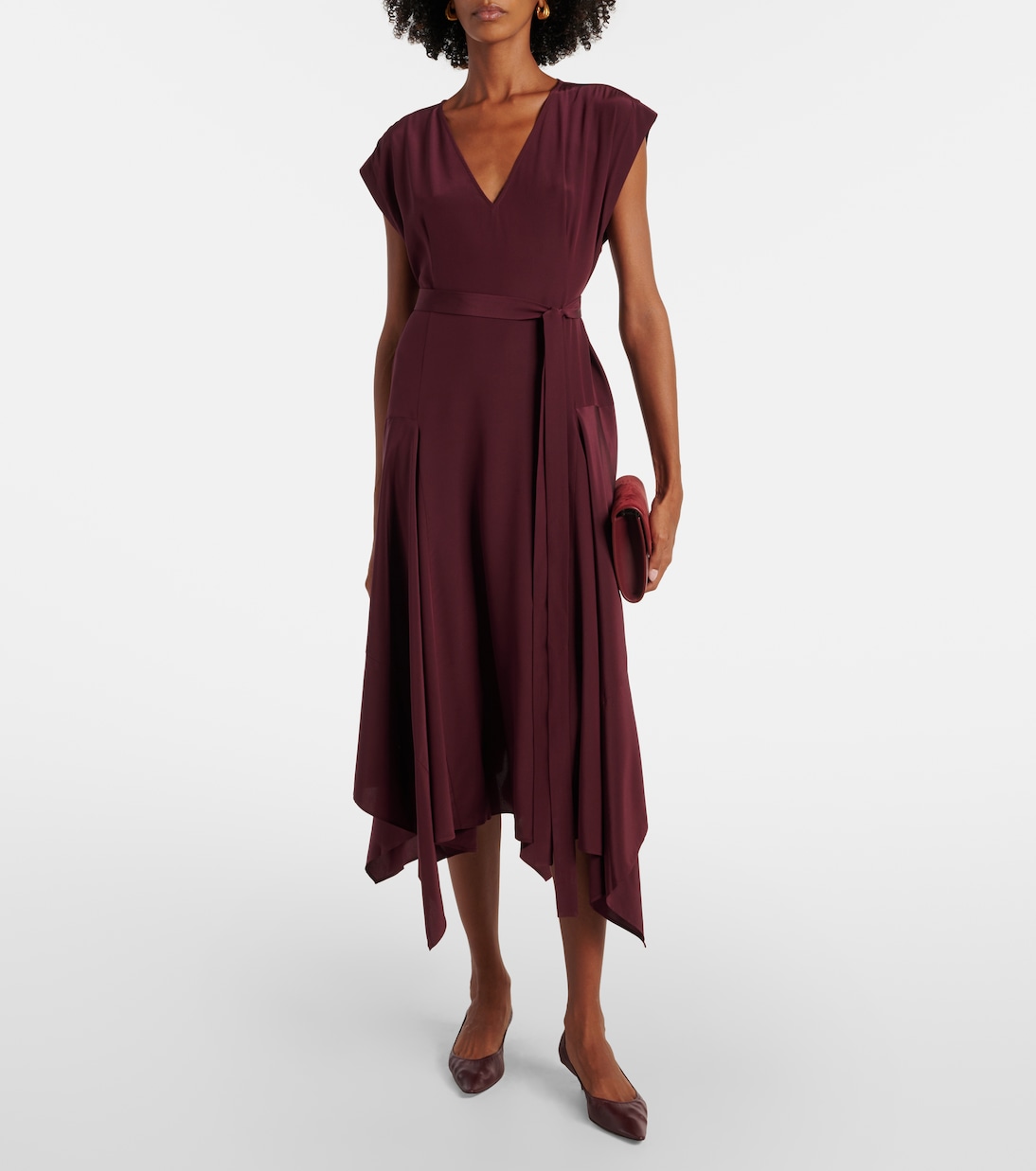 Robe midi Goodman en crêpe de soie | Joseph