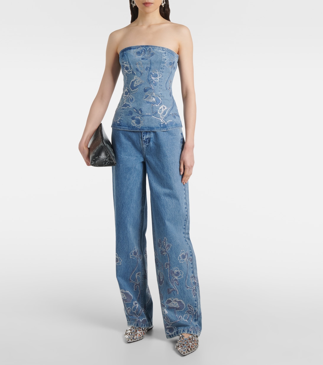 Top de denim con cristales | Rotate