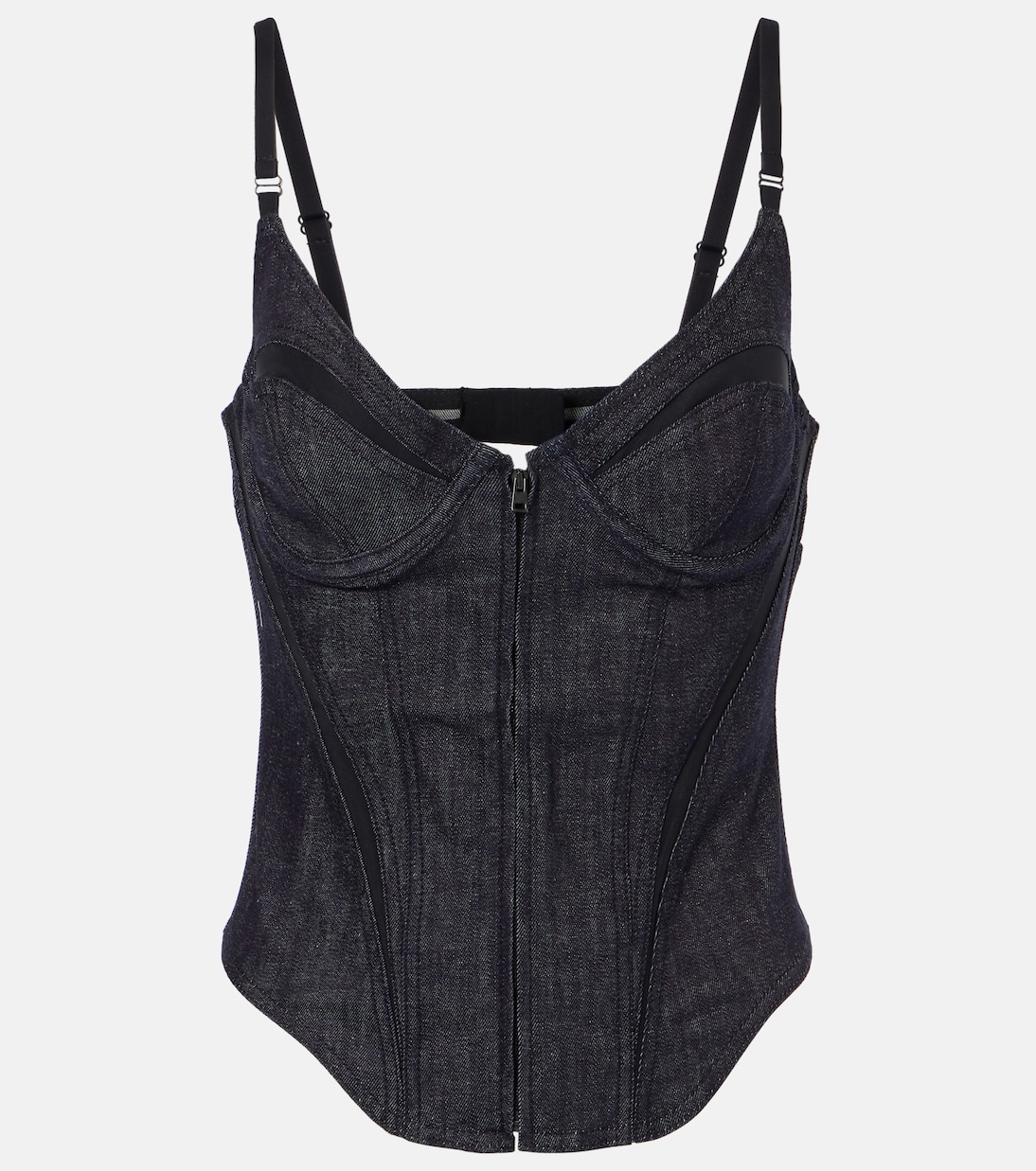 Top aus Denim mit Mesh | Mugler