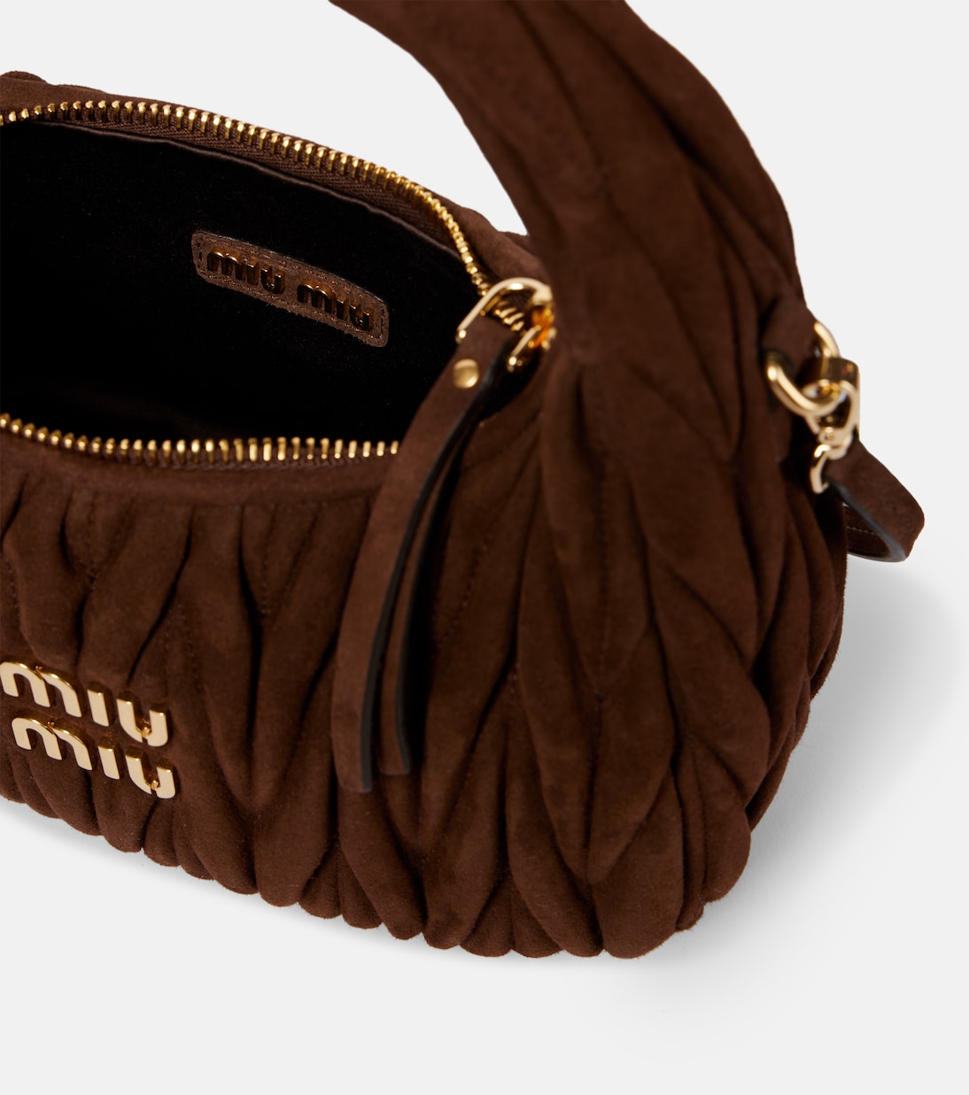 Wander Small matelassé suede tote bag | Miu Miu