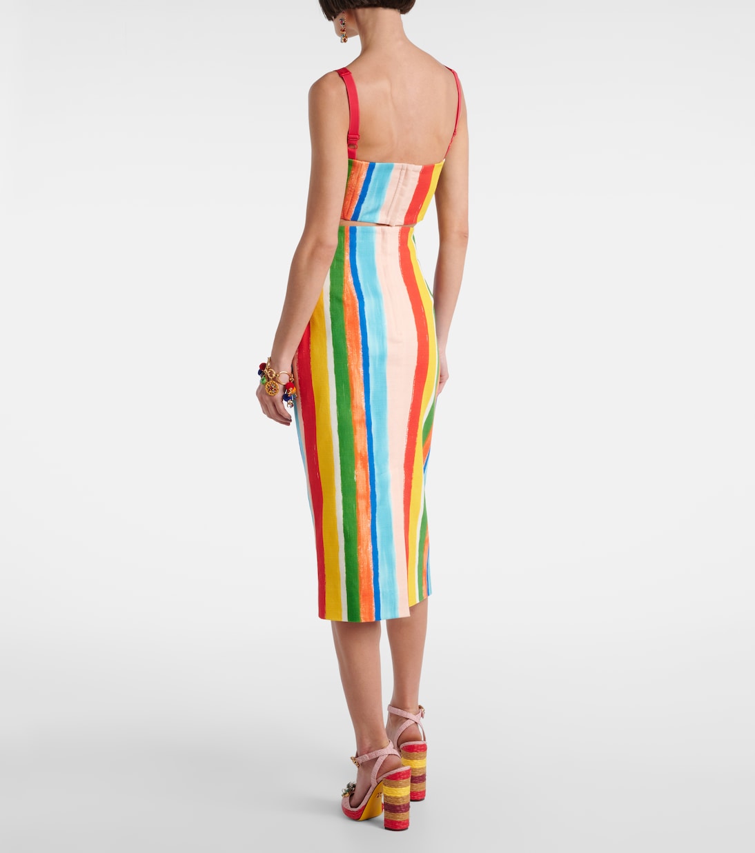 Gonna a tubino in misto cotone a righe | Dolce&Gabbana