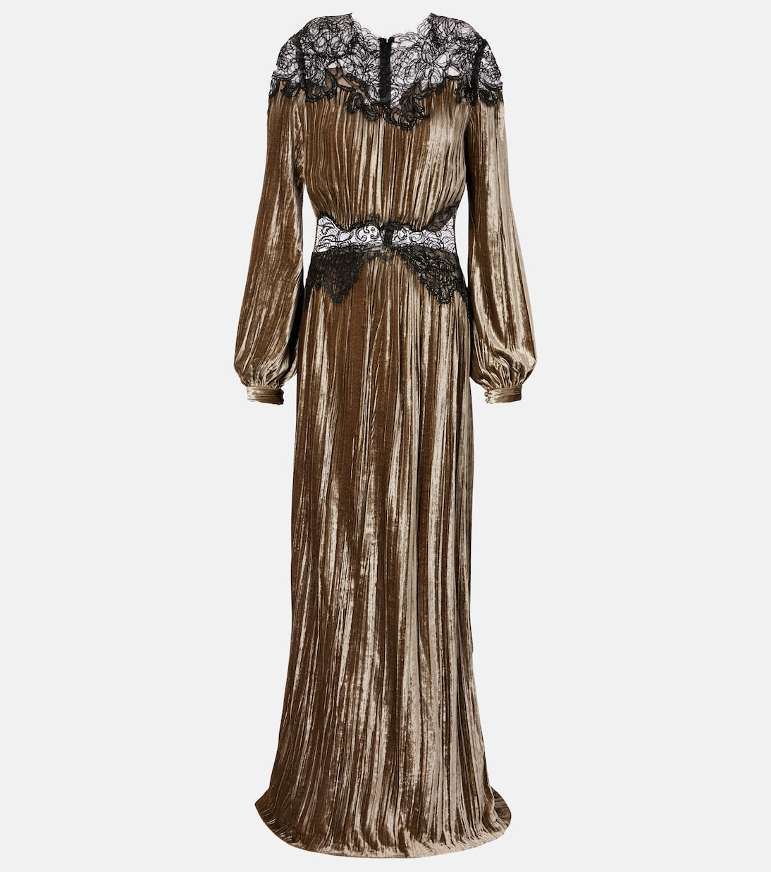 Robe longue Senna en velours et dentelle | Costarellos