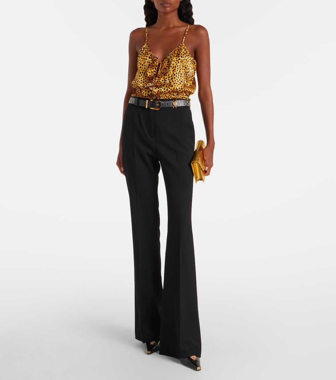 Body de satén de seda estampado | Versace