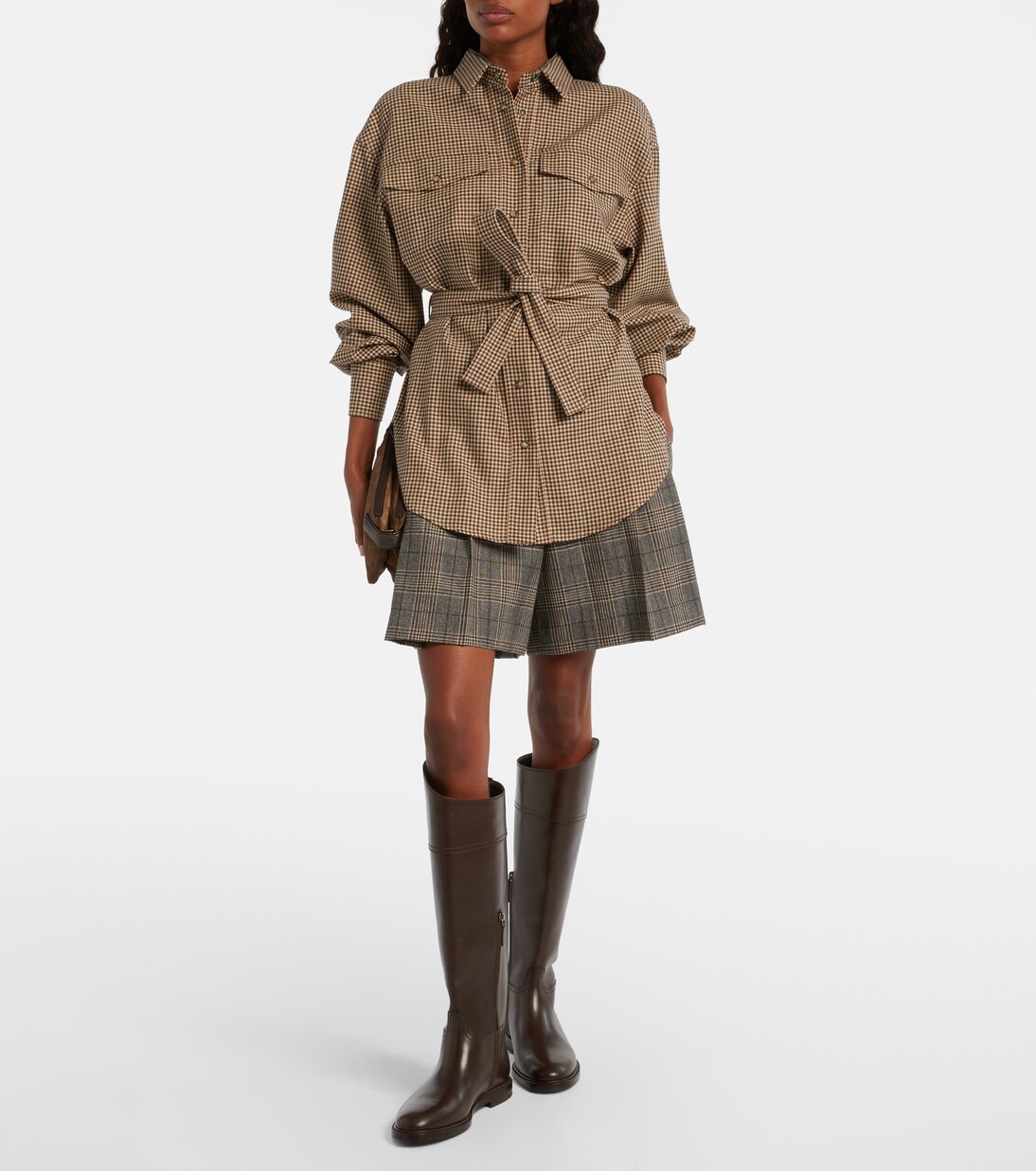 Checked virgin wool shorts | Brunello Cucinelli