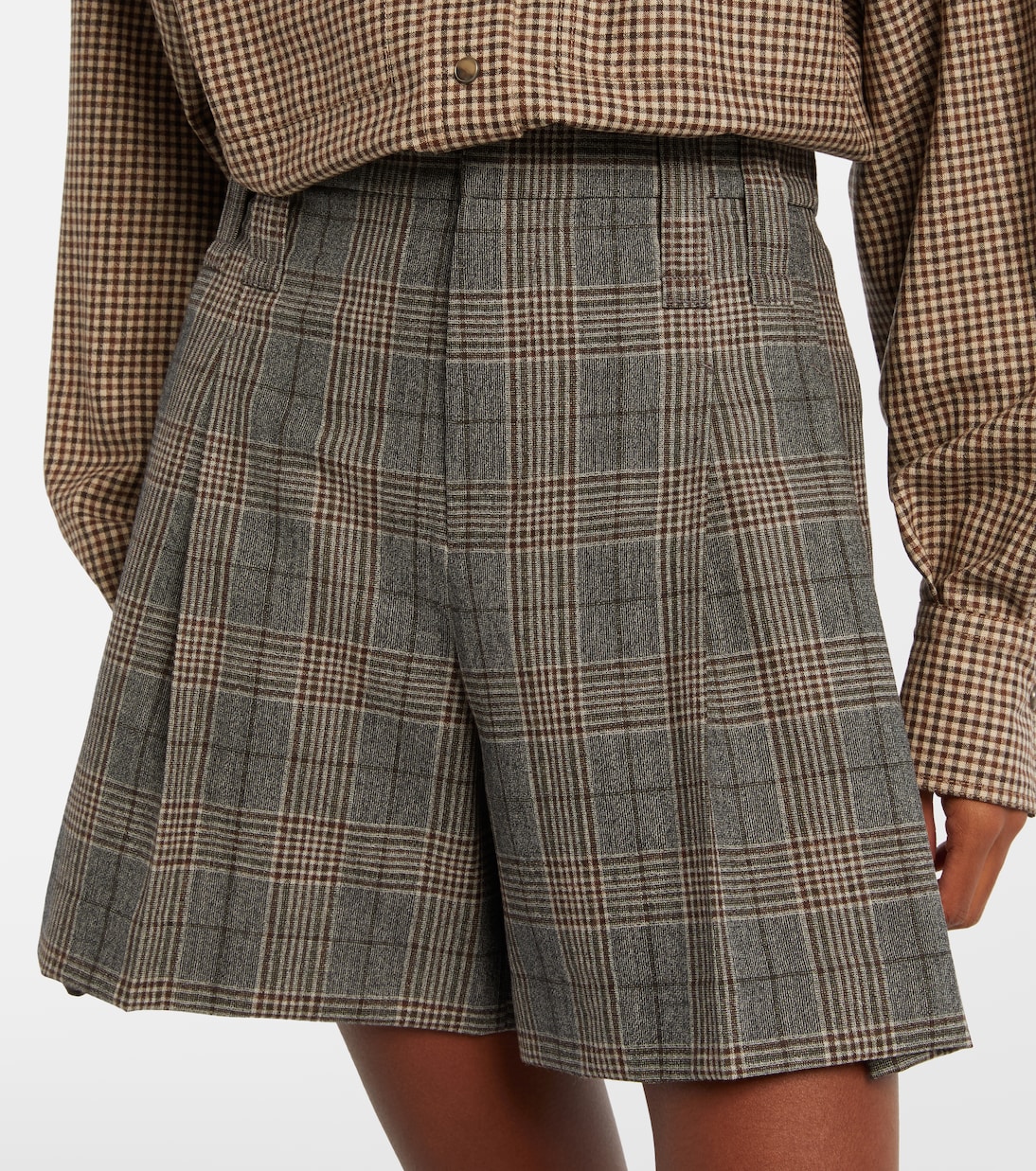 Checked virgin wool shorts | Brunello Cucinelli