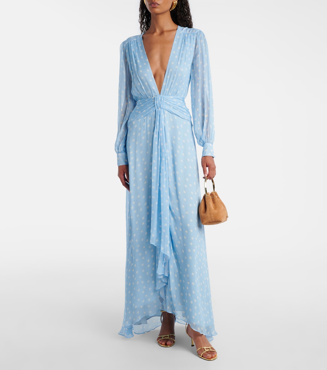 Meera polka-dot shirred gown | Rixo