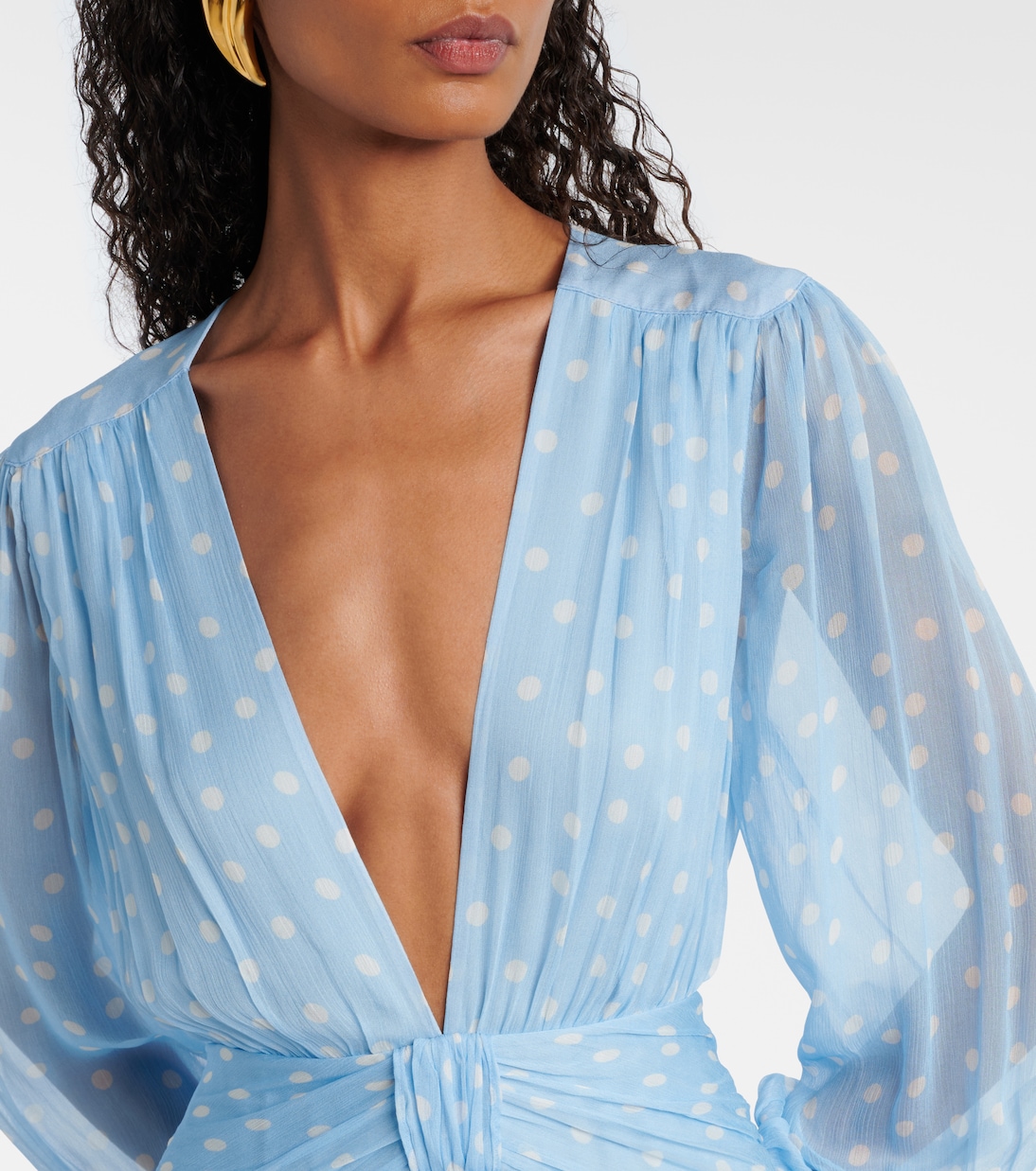 Meera polka-dot shirred gown | Rixo