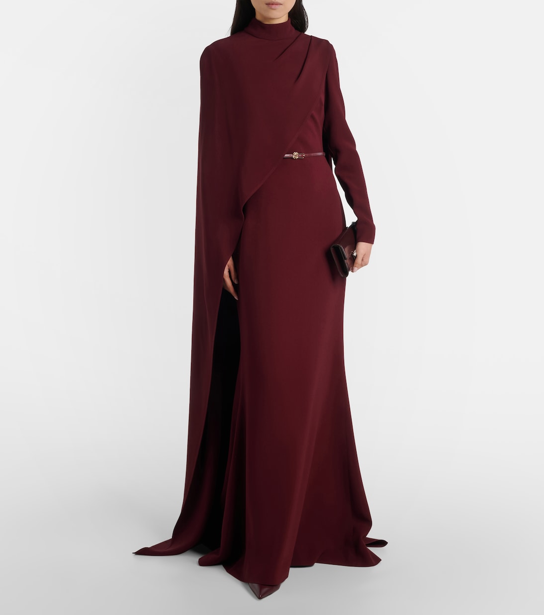 Cape-detail belted gown | Elie Saab
