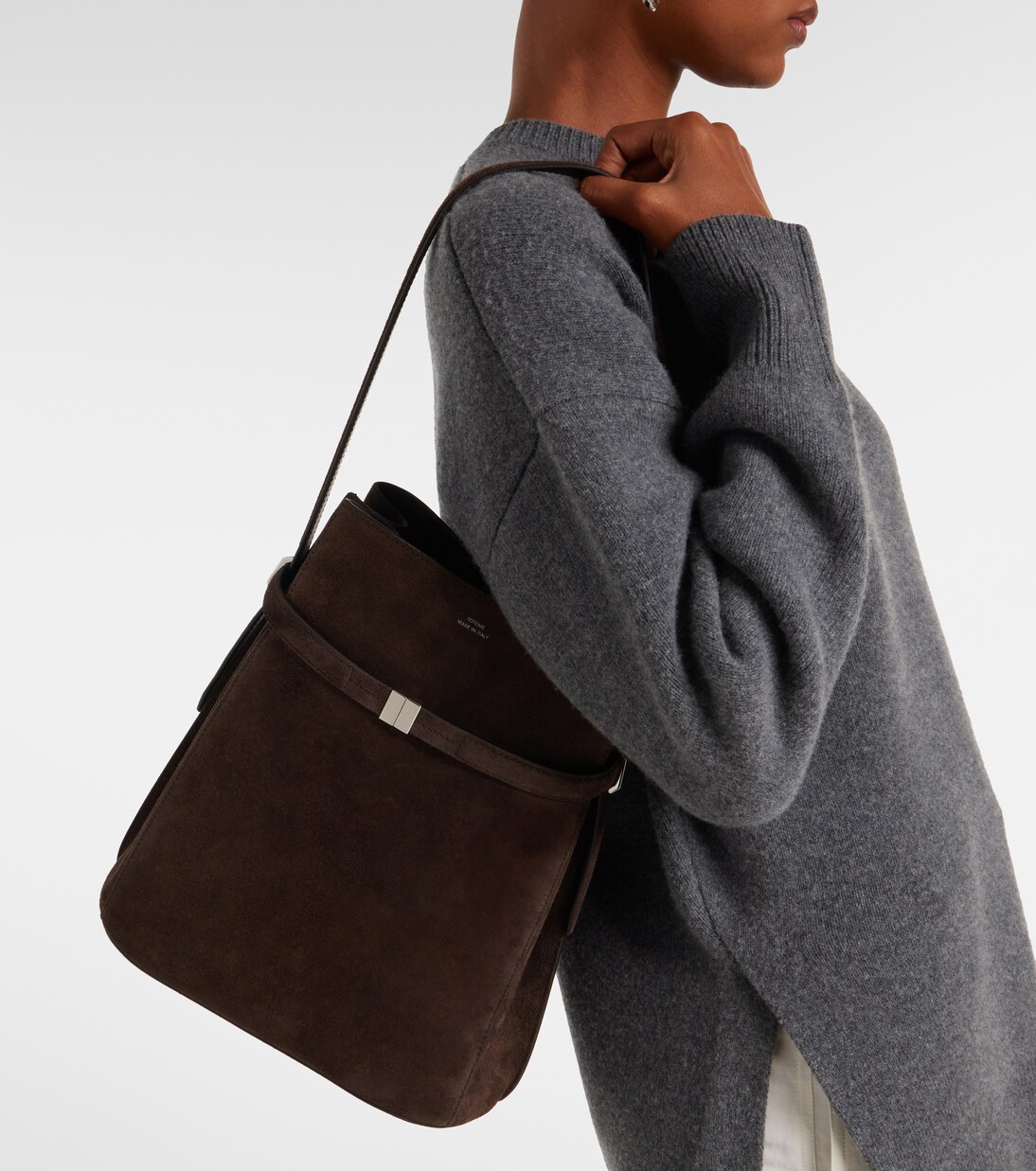 Belted suede bucket bag | Toteme