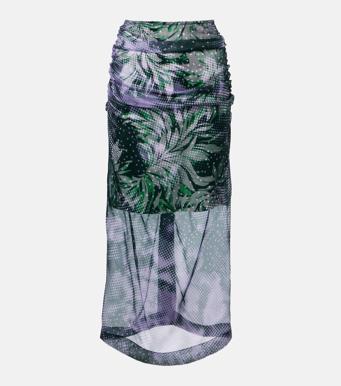 Jupe midi imprimée en soie mélangée | Dries Van Noten