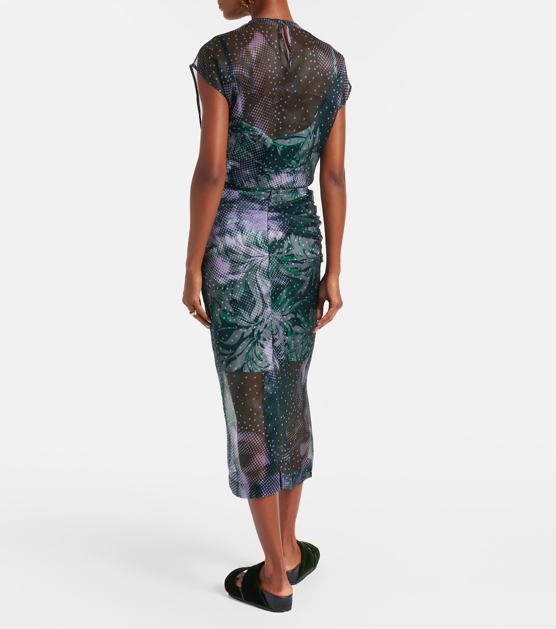 Jupe midi imprimée en soie mélangée | Dries Van Noten