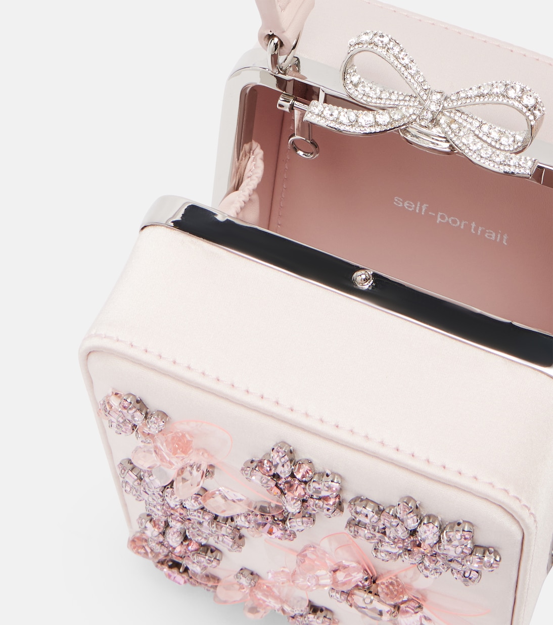 Micro crystal-embellished floral box bag | Self-Portrait