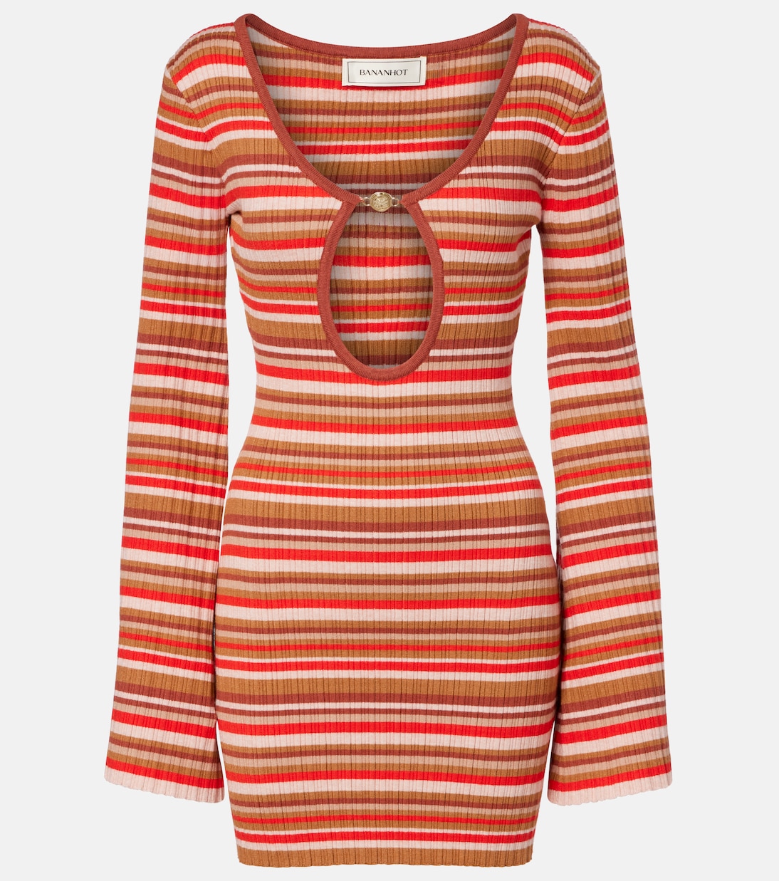 Rey cutout ribbed-knit striped minidress | Bananhot