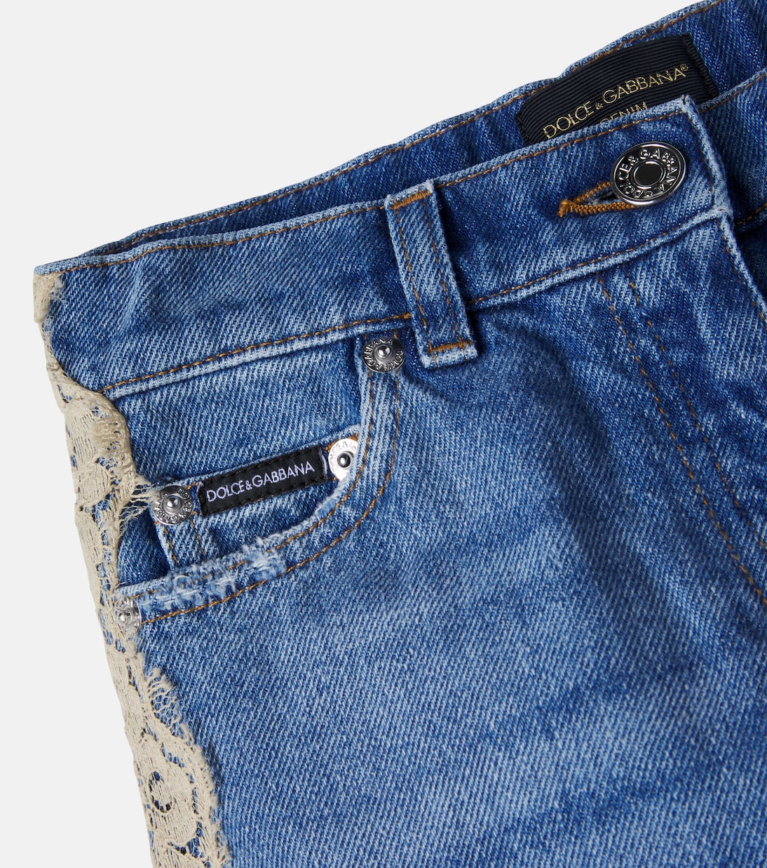 Jeans rectos con encaje | Dolce&Gabbana Kids