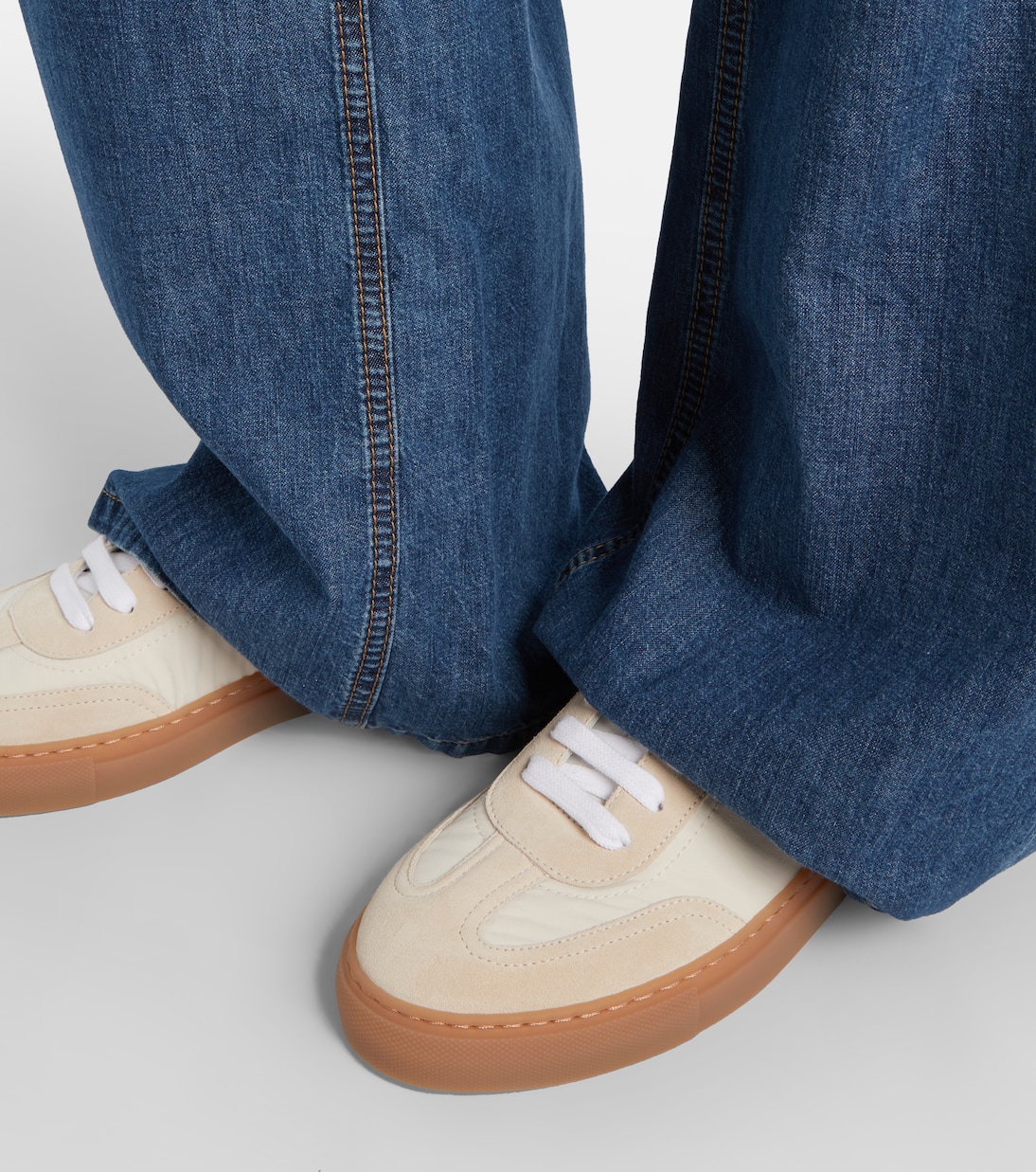 Monili suede-trimmed sneakers | Brunello Cucinelli