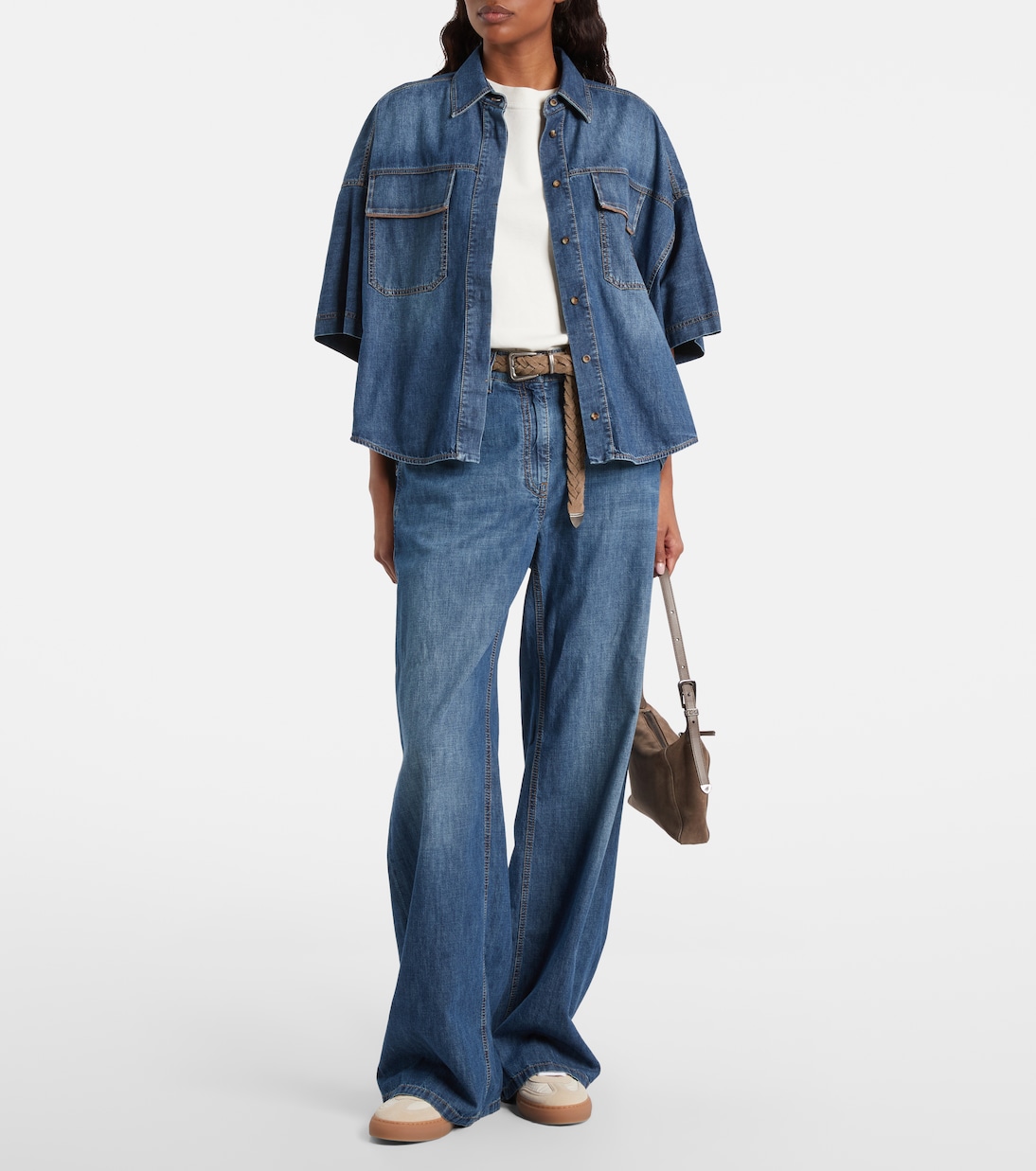 Monili suede-trimmed sneakers | Brunello Cucinelli