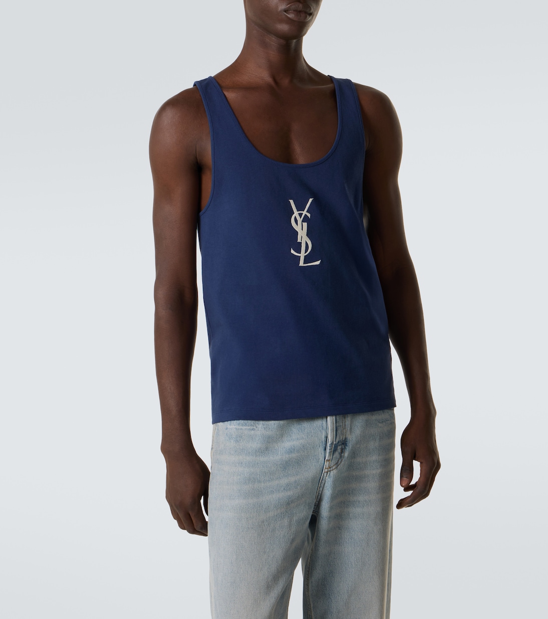 Cassandre embroidered cotton tank top | Saint Laurent