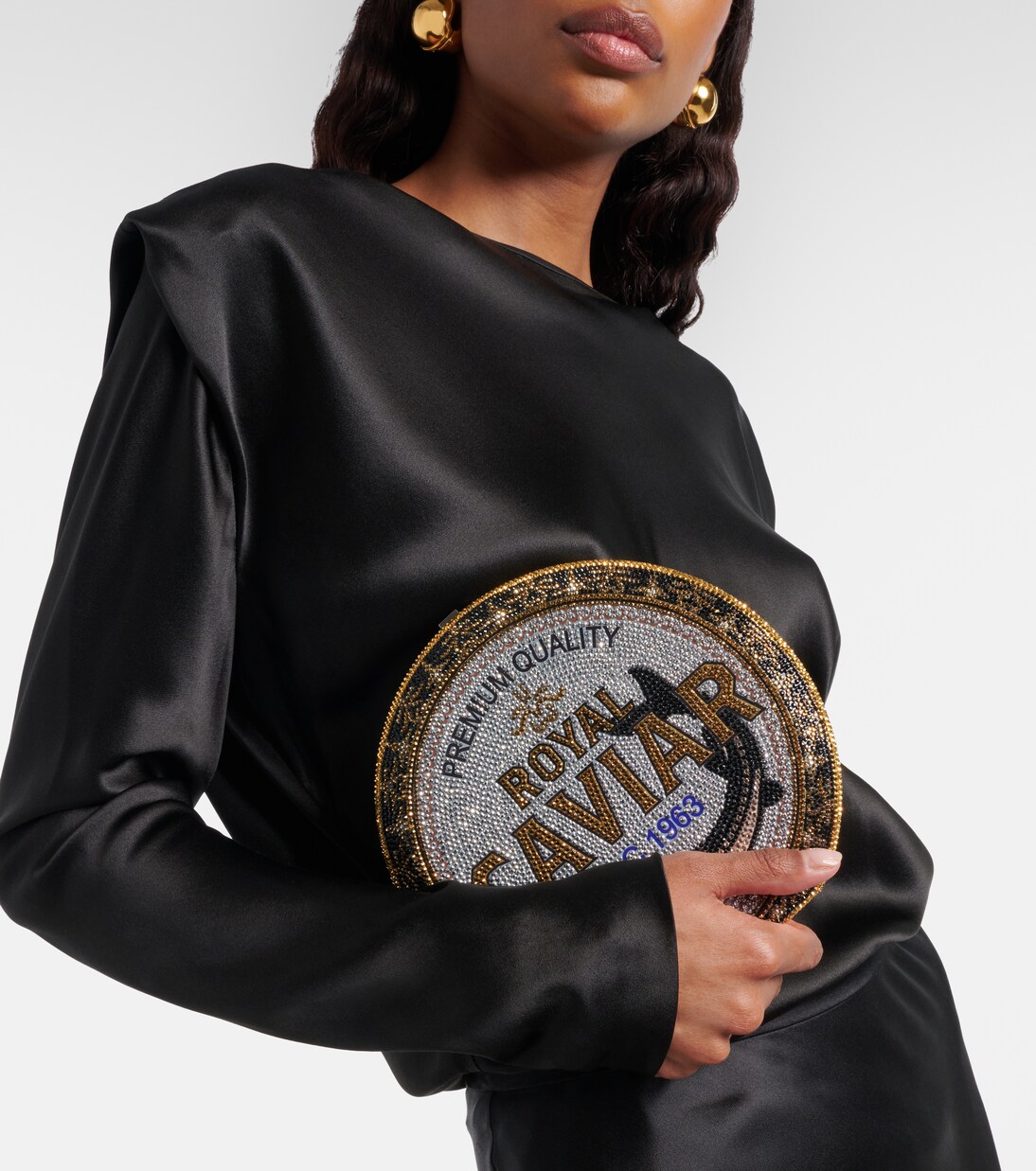 Clutch Royal Caviar mit Kristallen | Judith Leiber Couture