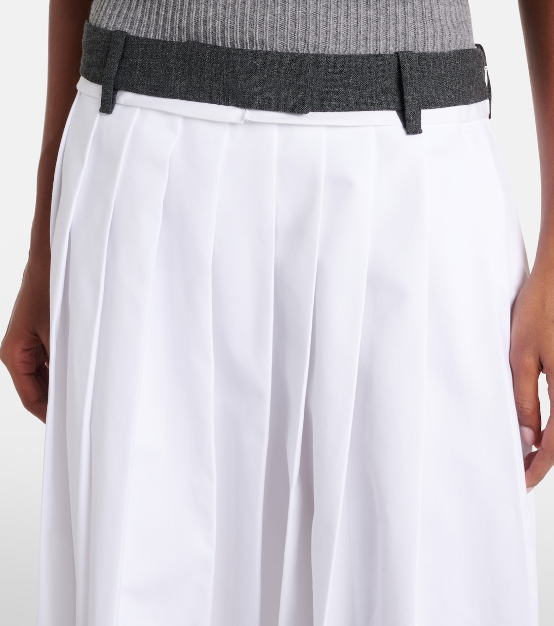 Pleated cotton midi skirt | Prada