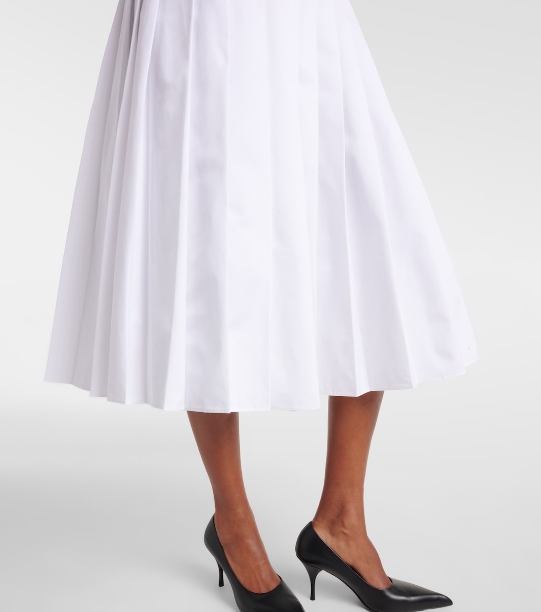 Pleated cotton midi skirt | Prada