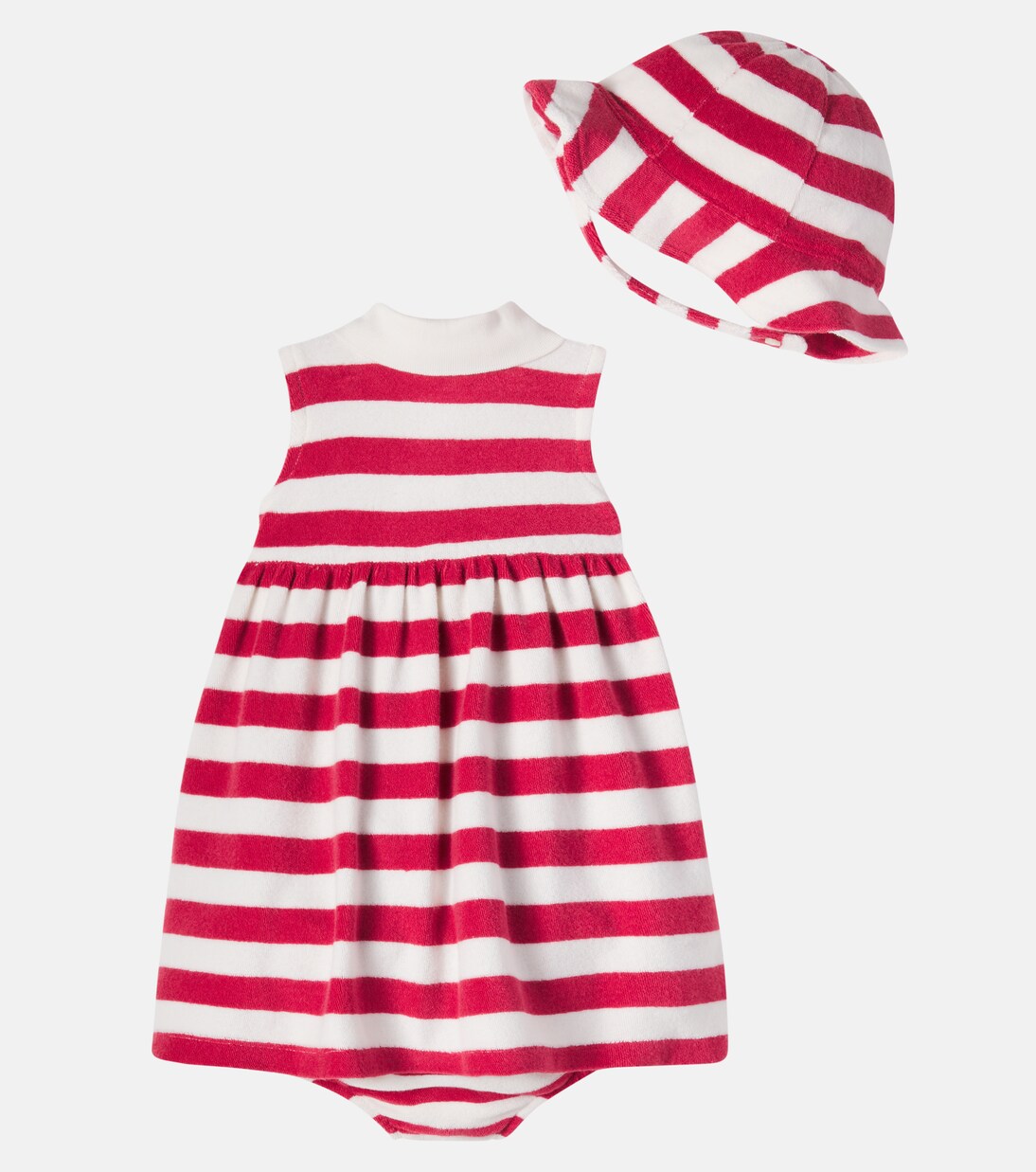 Baby cotton-blend dress, hat, and bloomers set | Polo Ralph Lauren Kids