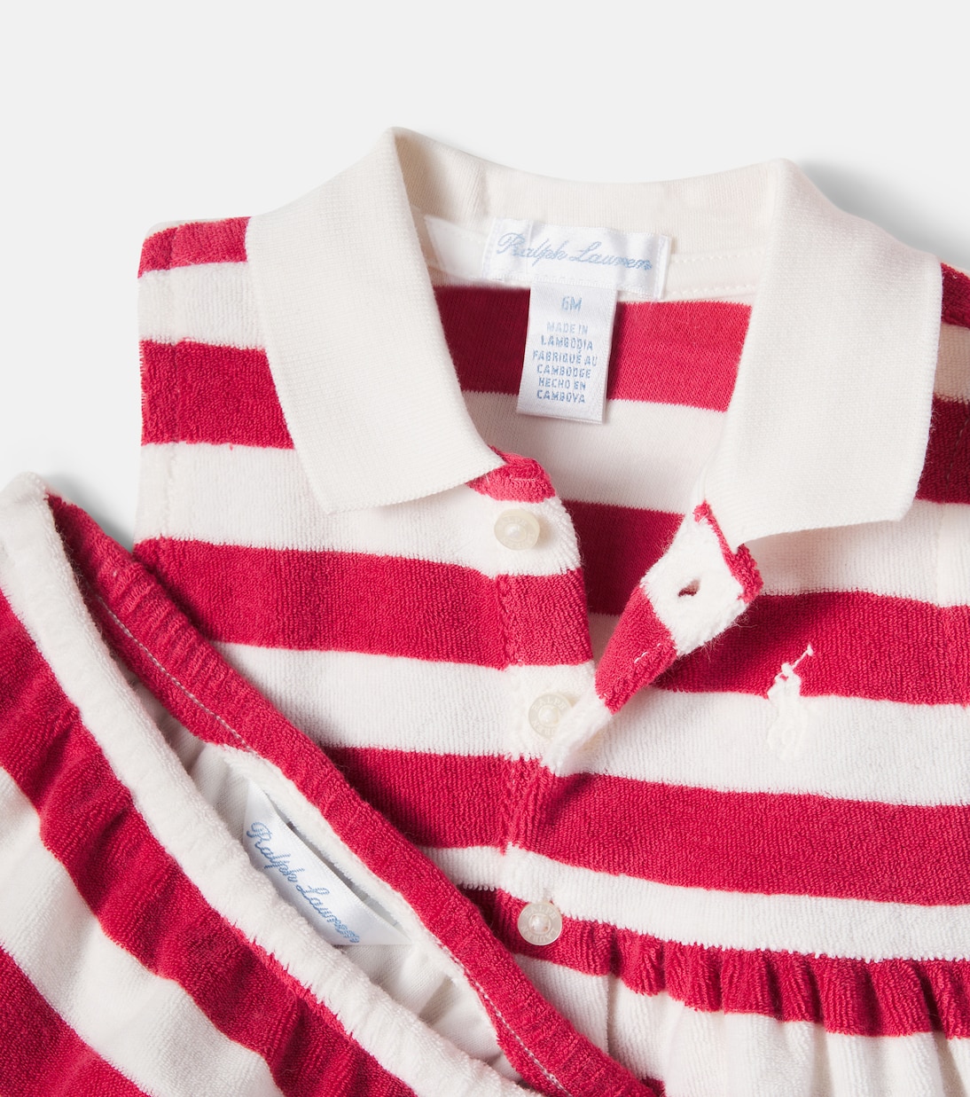 Baby cotton-blend dress, hat, and bloomers set | Polo Ralph Lauren Kids