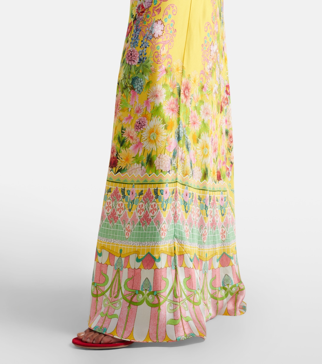 Maxikleid aus Seiden-Charmeuse mit Spitze | Camilla