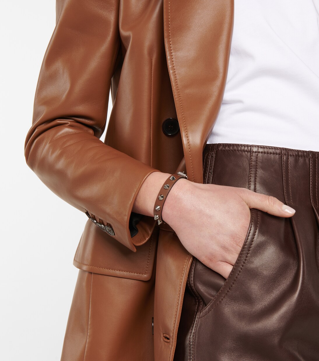 Bracelet Loubilink en cuir à clous | Christian Louboutin