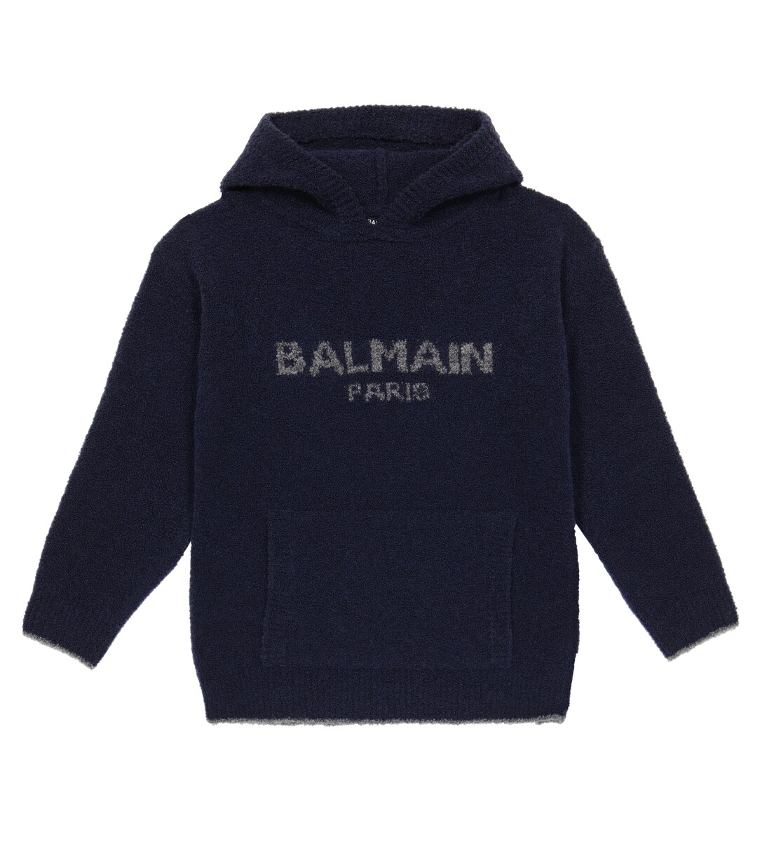 Logo wool-blend teddy hoodie | Balmain Kids