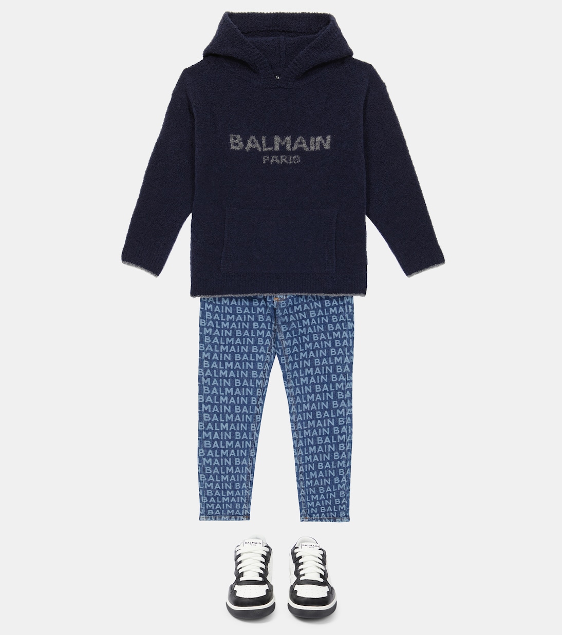 Logo wool-blend teddy hoodie | Balmain Kids